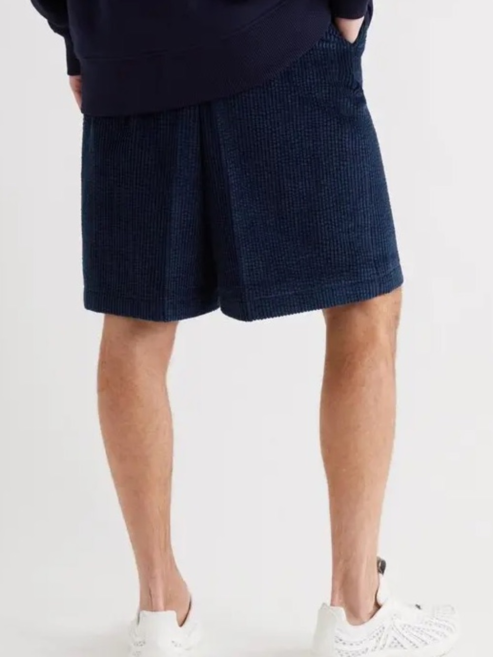 Acne Studios Ross Wide-Leg Cotton Blend Corduroy Shorts Size 48 Navy - Picture 2 of 13